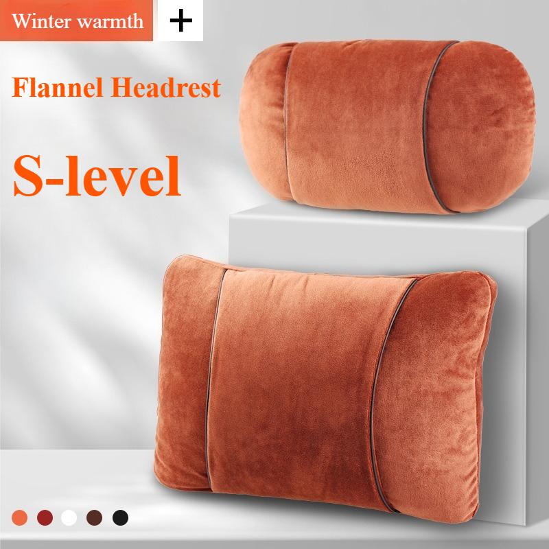 S-Class Car Headrests High-End Feel Neck Protection Winter Flannel Lumbar Cushions Soft Comfortable Car Seat Accessories