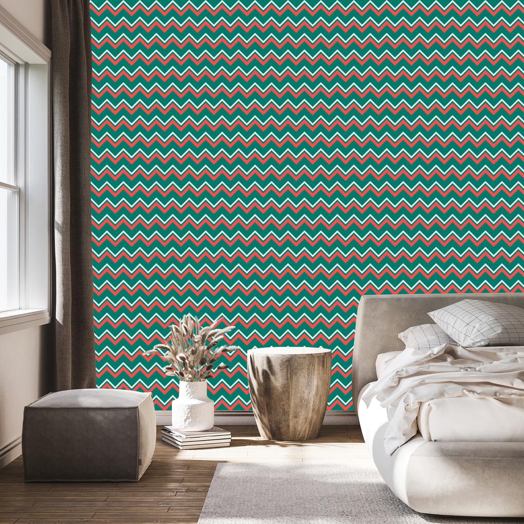 Sea Zigzag and Brown Wallpaper for Living Room and Bedroom 50x1000
