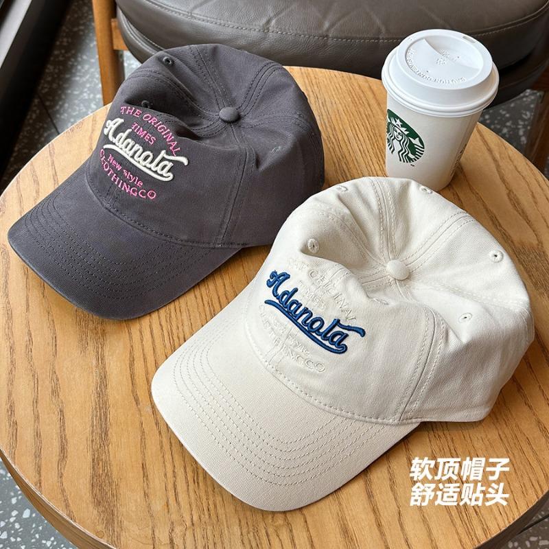 New baseball cap three-dimensional embroidery fashionable soft top cap men's and women's pure cotton shows small face