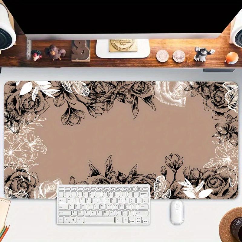 Brown Flowers Mouse Pad Large Game Computer HD Keyboard Pad Art Desk Mat Rubber NonSlip Office Mousepad Table Accessories Gift