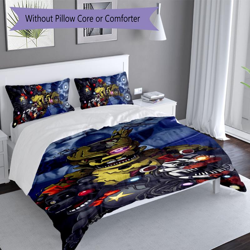 Set di biancheria da letto a tema Five Nights at Freddy's da 3 pezzi, set copripiumino include copripiumino e federe, decorazione perfetta per la camera da letto in ogni stagione e regalo