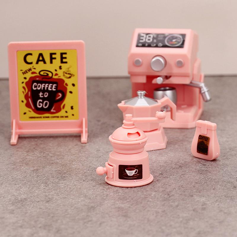 Set Macchina da Caffè Rosa per Casa delle Bambole 1/12 Ornamenti per Scena Caffetteria Casa delle Bambole Accessori Decorativi per Casa delle Bambole