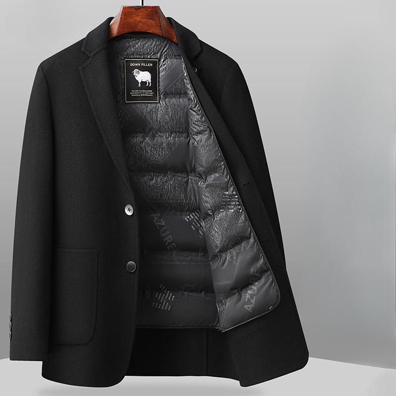 Autumn and Winter New Business Casual Goose Down Down Lining Double-sided Woolen Suit for Men