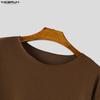 INCERUN Spring Men Long Sleeve Casual Loose Rib Pullover T-shirts Tops