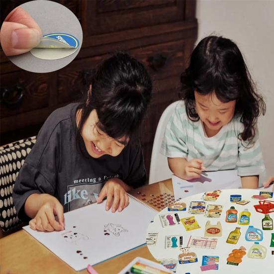 Miniaturní přepravní krabice sada samolepek s čipem samolepky na kelímky od zmrzliny samolepky s holografickou fólií opakovaně použitelné mini kartonové samolepky dárky pro milovníky tvoření