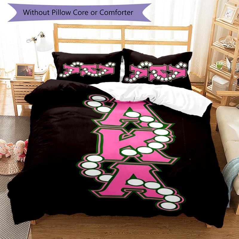 3pcs AKA logo9 pattern bedding set duvet cover set includes duvet cover &pillowcases, perfect all season bedroom decoration & gift
