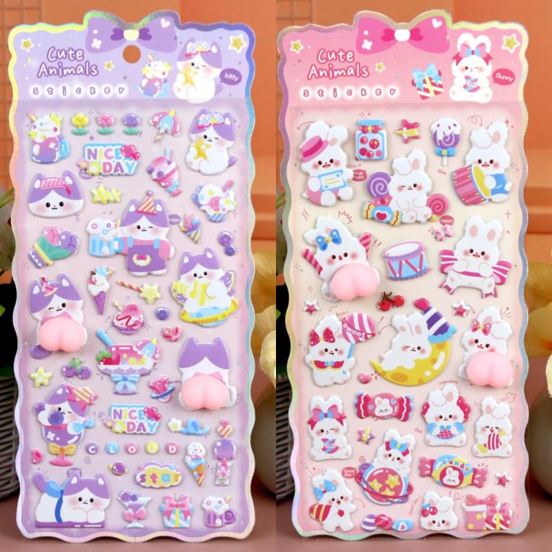 Каваї Мультяшний Тварина Собака Кіт 3D М'який Пухнастий Наліпки на Сідниці Милий DIY Чохол для Телефона Ноутбука Декорація Наклейка Іграшка-Декомпресія