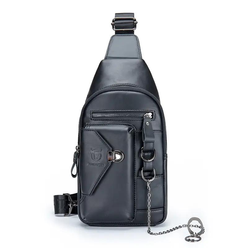 

BULLCAPTAIN нагрудная сумка из натуральной кожи, повседневная сумка на плечо большой вместимости, модная многофункциональная сумка-мессенджер, сумка для мобильного телефона чёрный