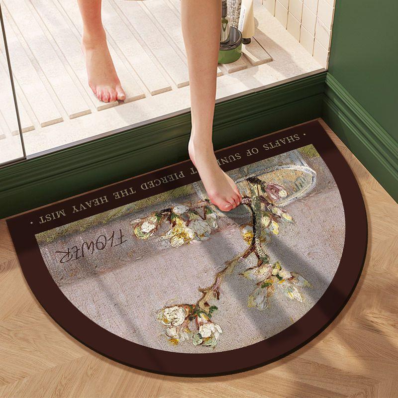 Light Luxury Oil Painting Wind Bathroom Diatom Mud Floor Mat Household Dirty Absorbent Quick Dry Foot Mat Toilet Non-slip Mat