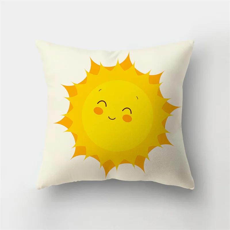 45x45cm Fashion Yellow Pillowcase Cartoon Sun Duck Animal Flower Plant Cushion Cover Sofa   Home Decoration