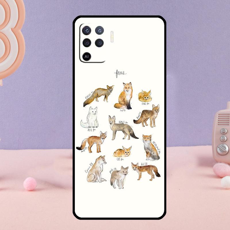 Чехол для телефона с узором лисы для Oppo A58 A18 A38 A78 A98 A17 A77 A80 A40 A60 A16 A76 A96 A74 A94 A54 A15 A57S