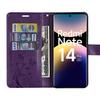 Coque et Verres Trempés Pour Xiaomi Redmi Note 14 Pro 5G - Cuir Synthétique - Motif Papillon - Violet Nuit