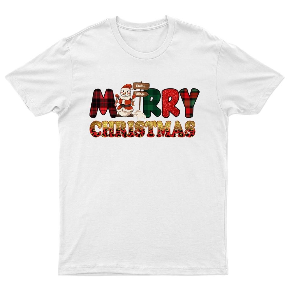 Merry Christmas Santa Village TShirt Unisex Gift Retro Funny Unisexs Vintage