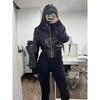 Women's Retro Hong Kong Style Leather Motorcycle Jacket: Punk Fashion Short Jacket for Spring & Autumn