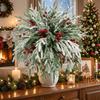 20PCS Plastic Christmas Pine Branches Realistic Decorative Christmas Wreath Picks with Red Berries Snow-Capped