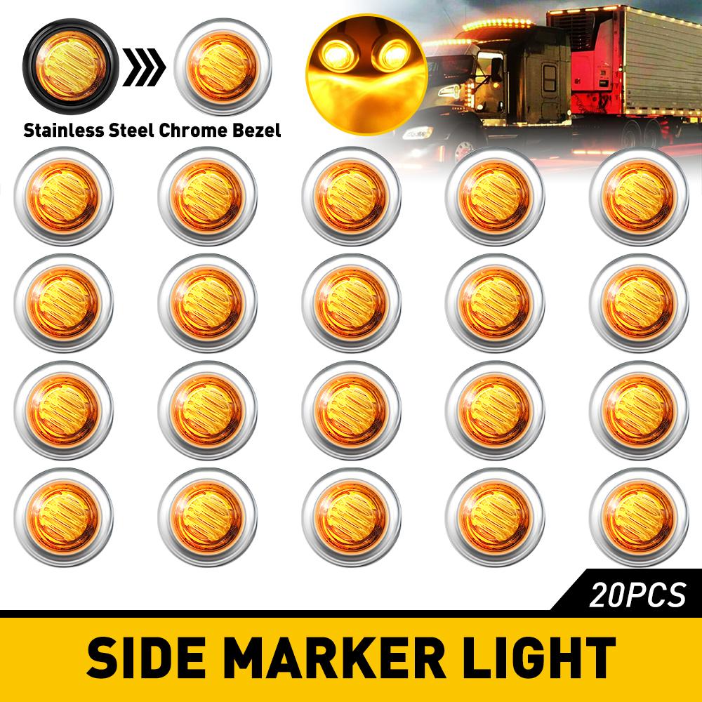 20PCS LED Side Marker Indicators Light Truck Warning Tail Light Boats Trailer Lorry Car External Clearance Turn Signal Lamp