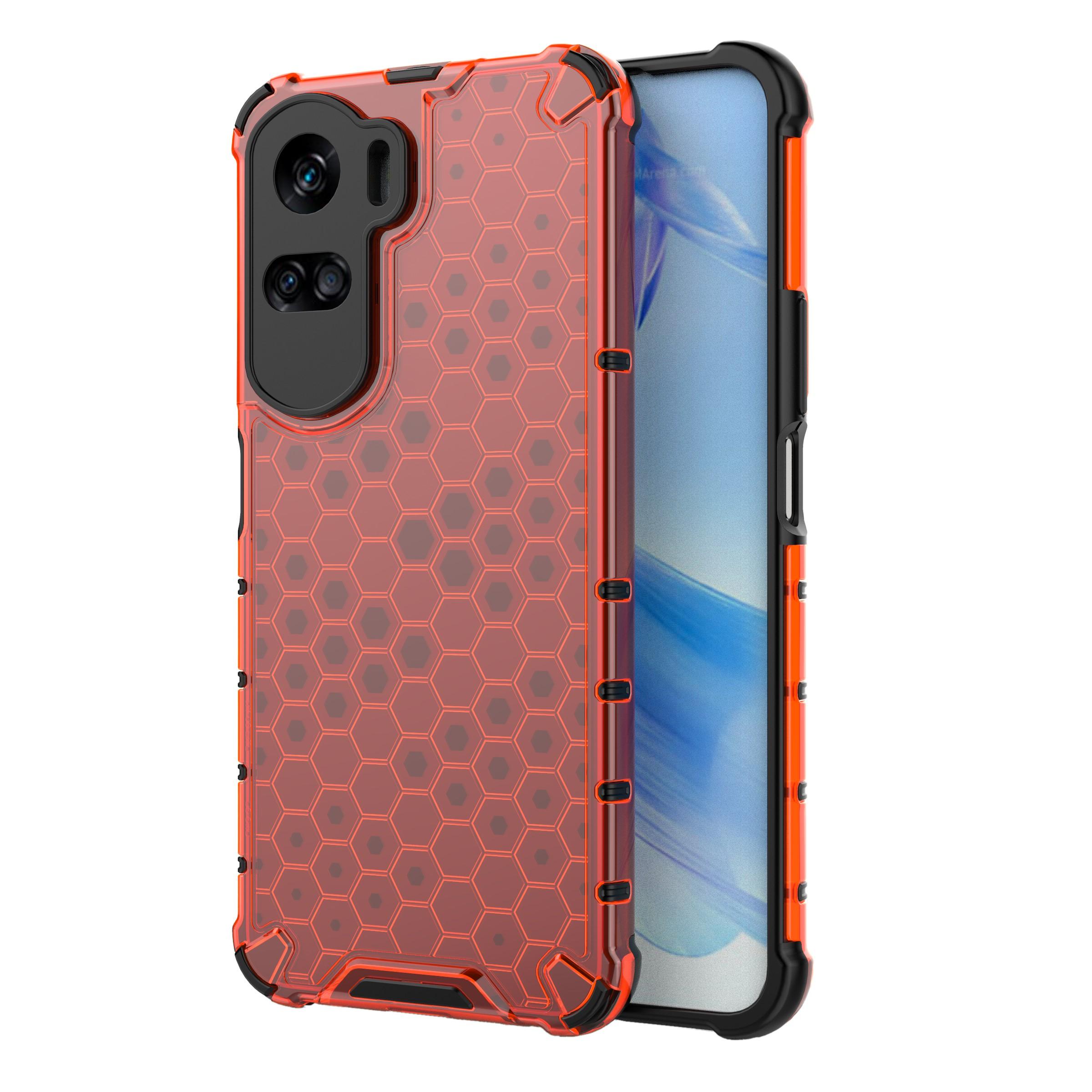 

For Honor 90 Lite 5G Cover Anti-scratch TPU+PC Honeycomb Texture Phone Case Red