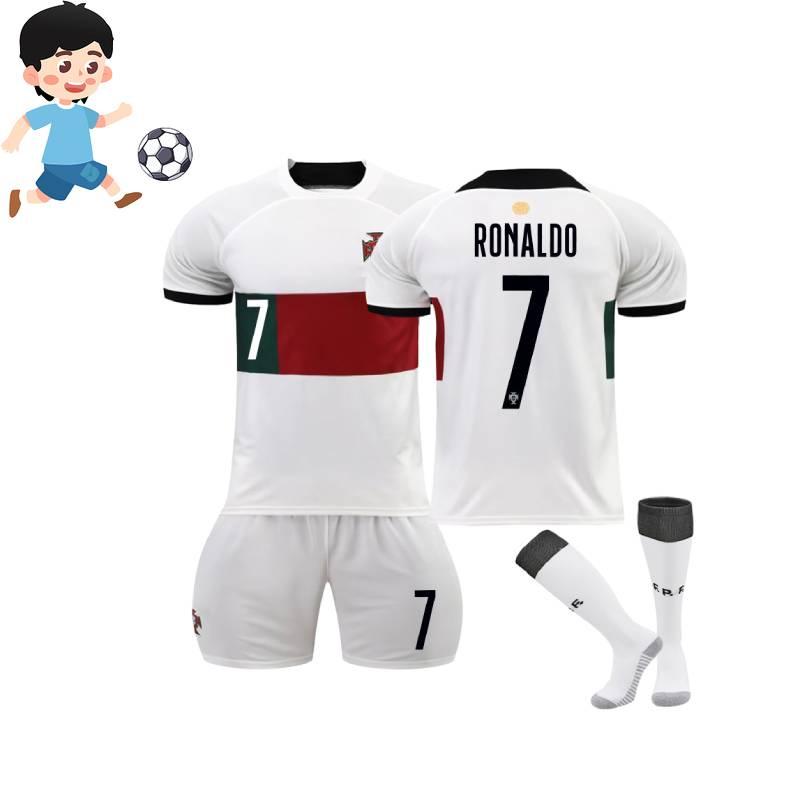 Premium White 7 C.ronaldo Football Kit Set With Original Socks 2022 World Cup Edition