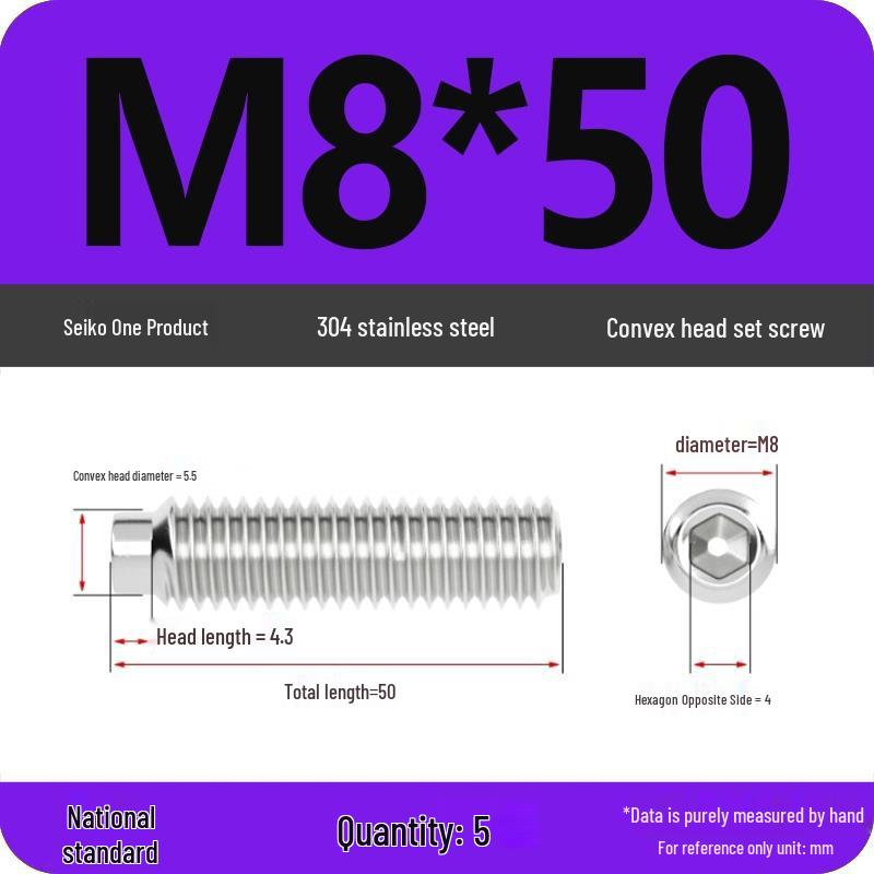 304 Stainless Steel Cup Point Grub Screw - Sizes M3 To M10