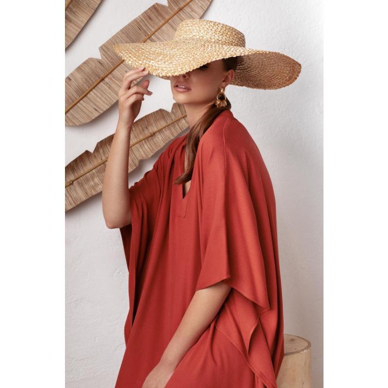 Damenmode Sommer Frühling Einfarbig Druck 1/2 Ärmel V-Ausschnitt Lockere Taille Freizeitkleider