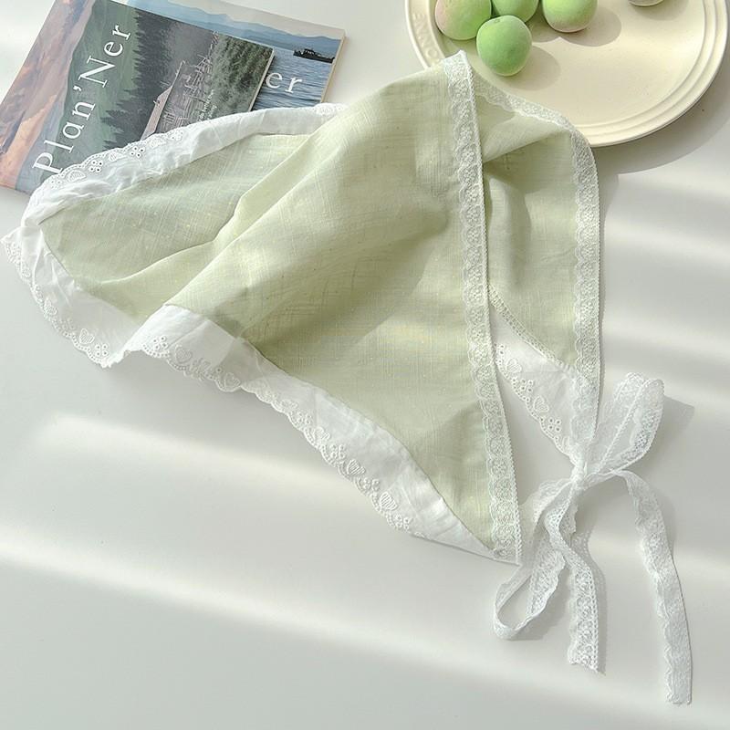 Sweet Flower Triangle Hair Scarf Women Headband Trendy French Pastoral Lace Headwear Girls Scarves Summer Hair Accessories