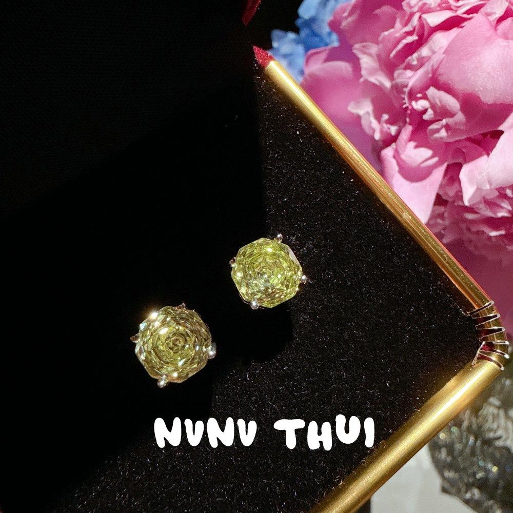 Jewelry Concubine Rose Pink Jellyfish Gemstone Fringed Earrings Banquet Haute Couture Olive Green Ice Flower Cut Zircon Necklace Set