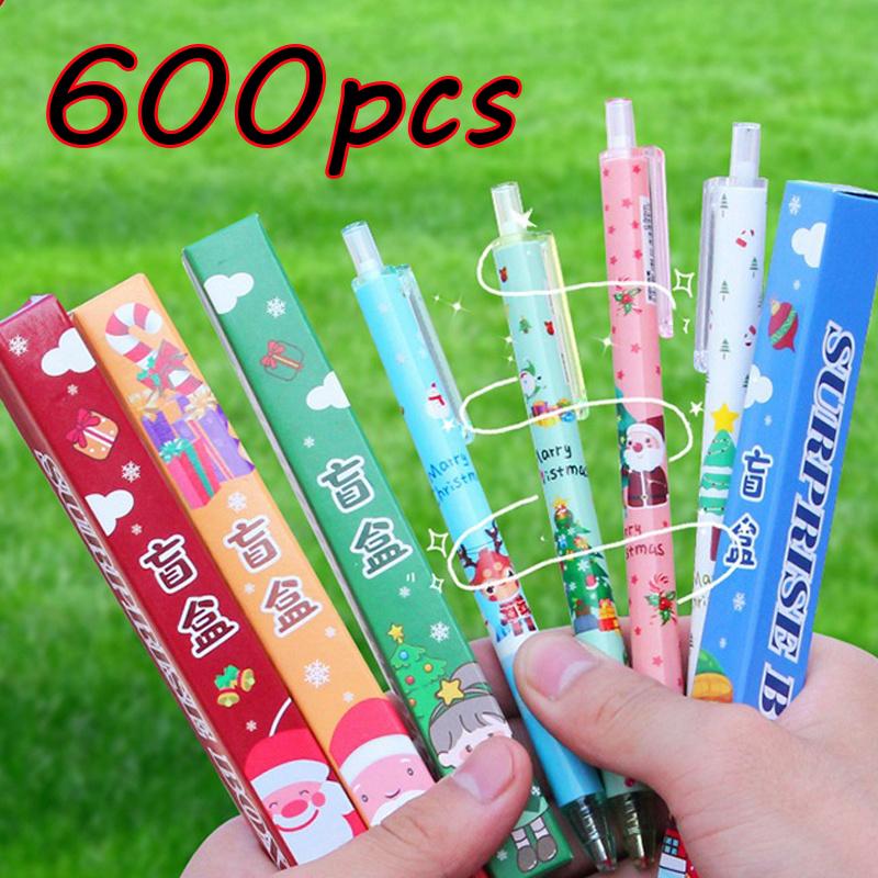 600pcs Christmas Surprise Blind Box Neutral Pen Creative Cartoon Sign Pen Student Press-move Question Brushing Pen Christmas Gift 0.5mm