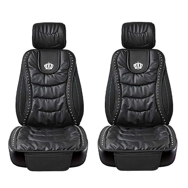 New Top Quality Sofa Puff Leather Universal Car Seat Cover Fashion Crown Rivet Auto Seat Cushion Pad Protector Auto Accessories