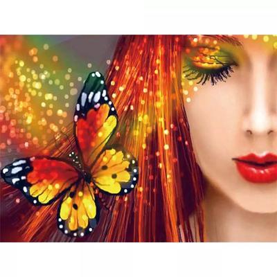 Pittura Diamante Ritratto Donna Ricamo Diamante Mosaico Farfalla Punto Croce Decorazione Murale Arte Domestica