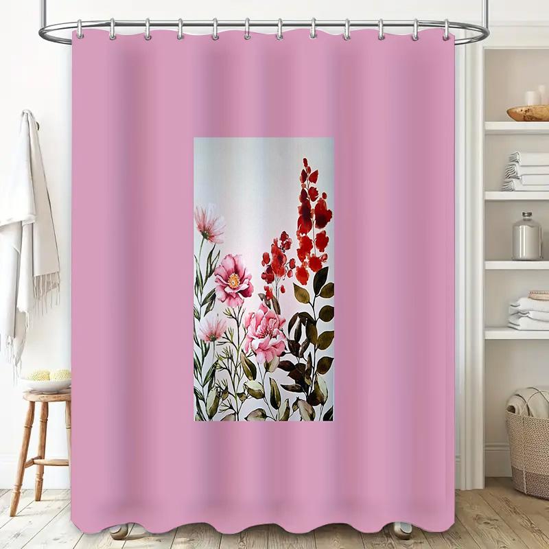 Blumen Duschvorhang Botanischer Druck Wasserdicht Badezimmer Dekoration Vintage Blumenmuster Stoff Hintergrund für Badewanne