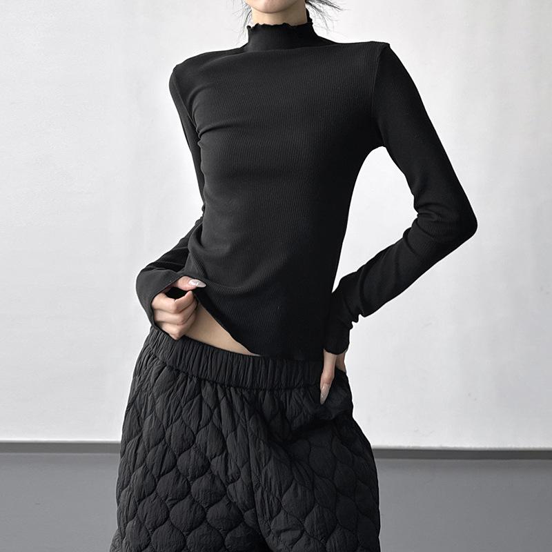 French Style Women's Luxury Knit Base Layer: 2025 Slim-Fit Long-Sleeve Top for Winter