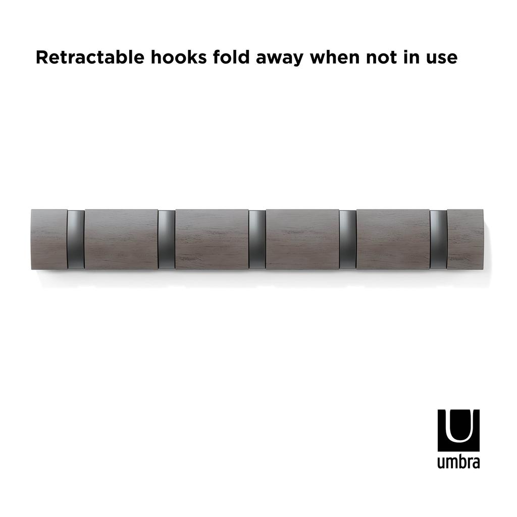 Umbra Wall-Mounted 5-Piece Flip Hook Set (23188501045), Gray/Bewter