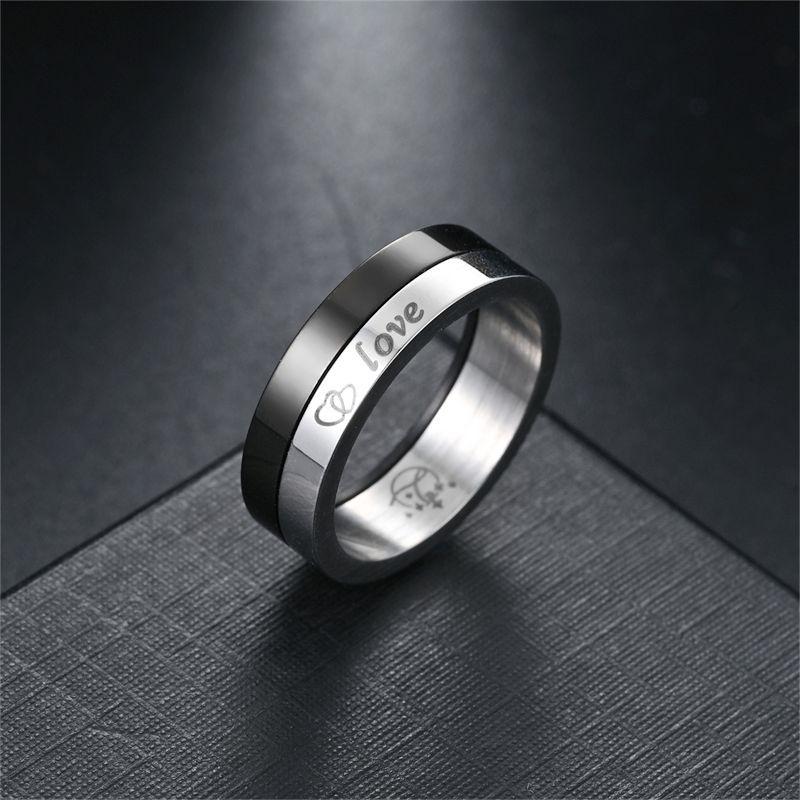 Rotatable Titanium Steel Ring Women, Love LOVE Couple Ring Fashion Trendy Men's Hand Jewelry