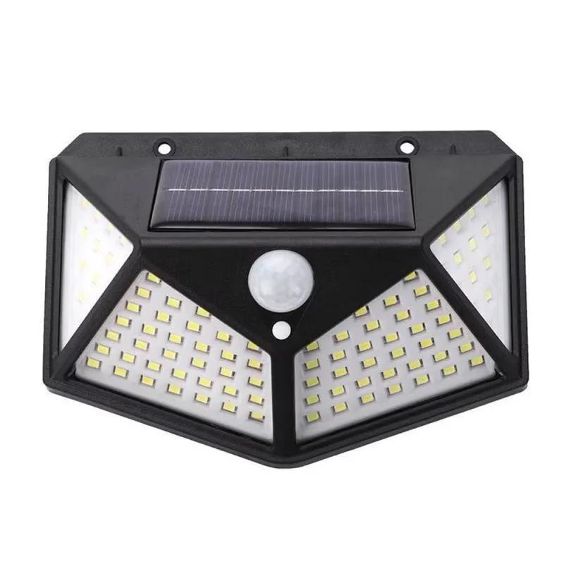 100LED Solar Wall Lamp Outdoor Lamp Waterproof Motion Sensor Solar Powered Sunlight Street Lamp Garden Railing Decorative Lamp