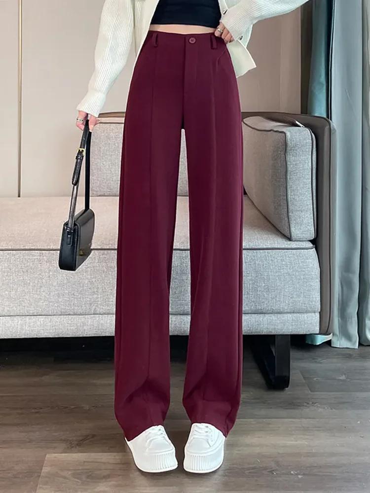 Thicke Loose High Waist Wide Leg Pants Winter Warm Solid Elegant Straight Pantalones Trousers Office Lady Casual Sweatpants New
