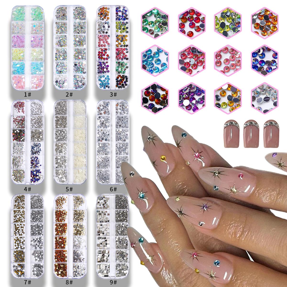 

Nail Art Decoration Set: 12-Grids Mixed Rhinestones for Sparkling Designs