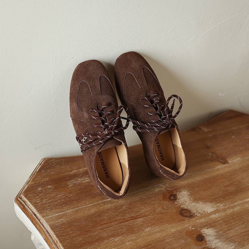 Krazing Pot Nubuck Round Toe Increased Lace Up Spring Autumn Shoes Big Size 41 Lace Up Women Leisure Shoes