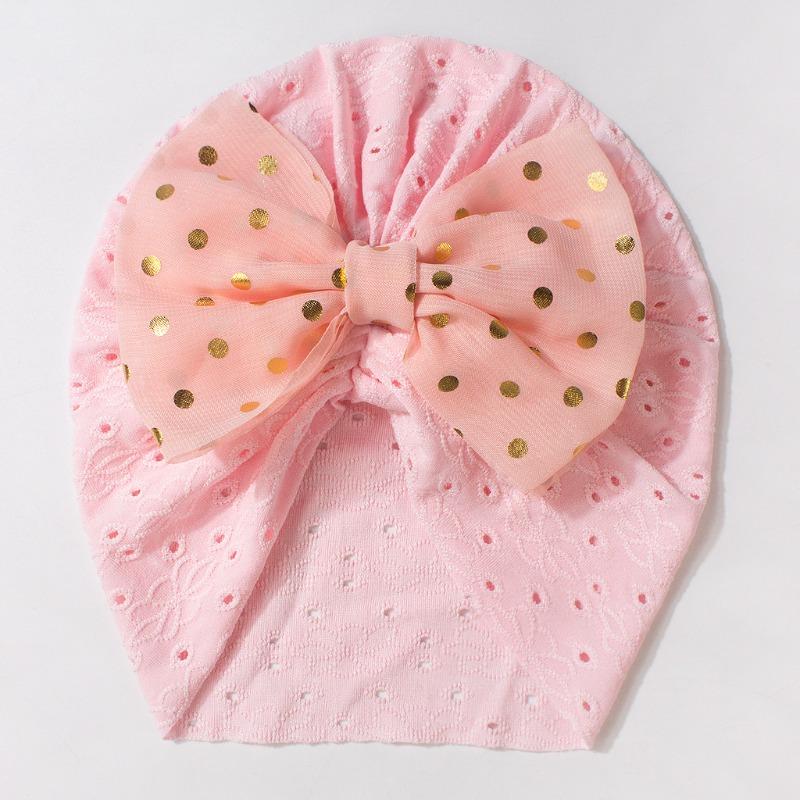 New children's hats, solid color bow baby pullover hats, summer breathable baby caps