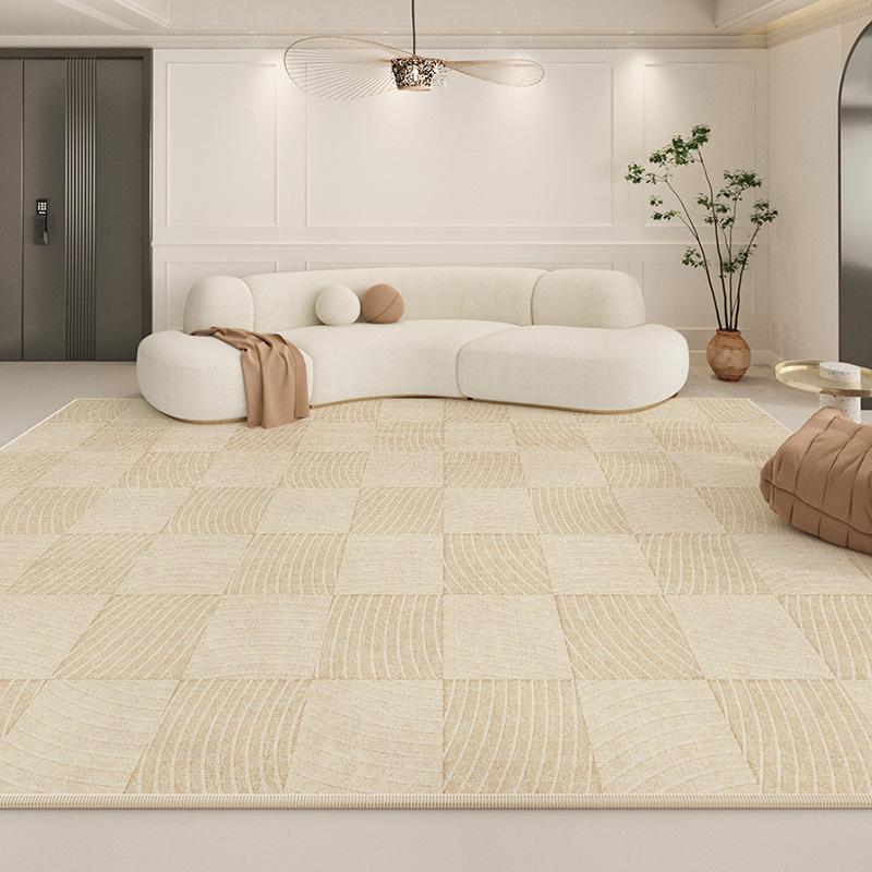 Covor de living crem cu bucle de catifea - impermeabil, decorațiuni dormitor și casă 2024