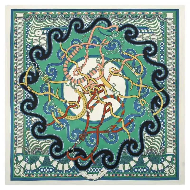 Lenço Mulheres Xales Grandes Estampa Jardim dos Fundos Estolas Lenço Quadrado Lenço de Luxo Hijab Lenços Femininos 130Cm