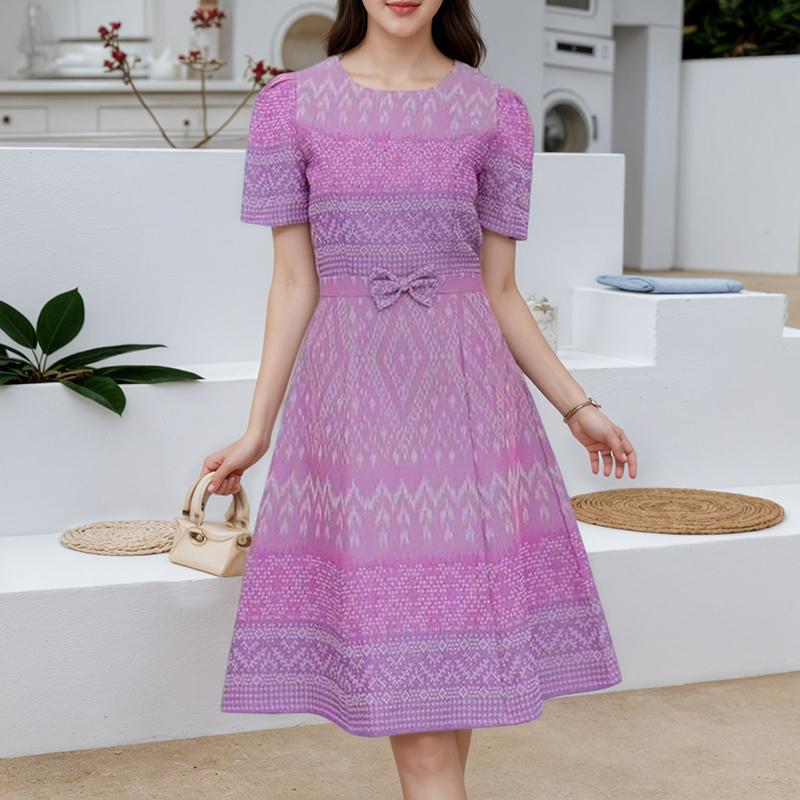 ZANZEA Women Casual Round Neck Summer Short Sleeve Print Dress