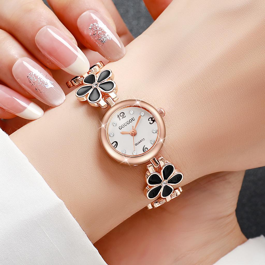 Fashion Flower Bracelet Strap Women Watches Ladies Diamond Arabic Numeral Dial Wristwatches Reloj Mujer