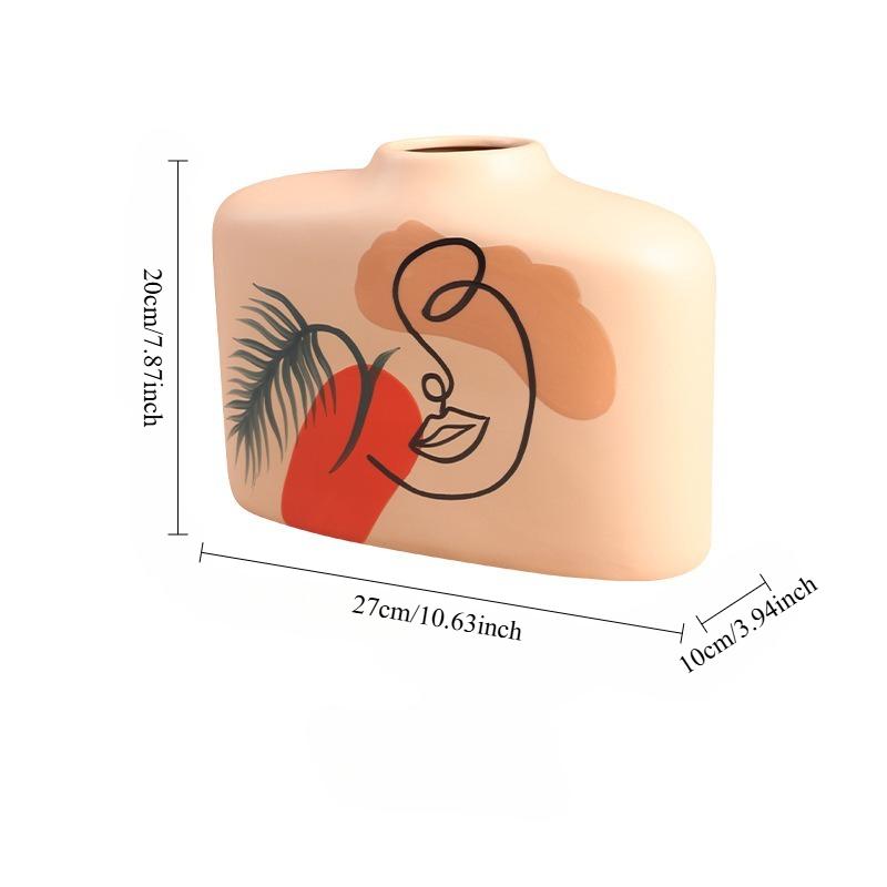 Nordic Ins Hand-painted Ceramic Vase Ornaments Home Living Room Foyer Abstract Art Decoration Creative Flower Arrangement Tool