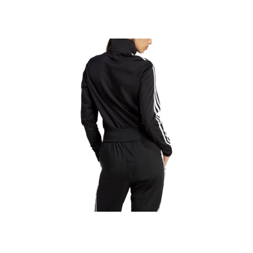 Adidas Originals Embroidered Trefoil Logo Zip-Up High Collar Casual Jacket Women Jackets Black IB7405