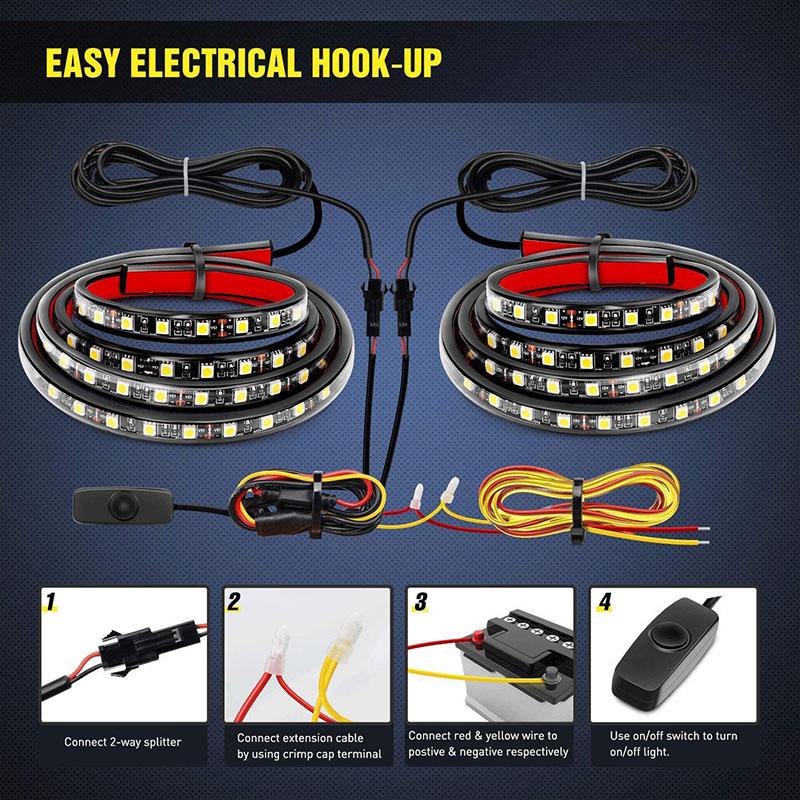 12V Waterproof Decorative Lamp Lighting LED Pickup Truck Carriage Cargo Bed Strip Light Bar Kit with Switch for SUV RVs Boats