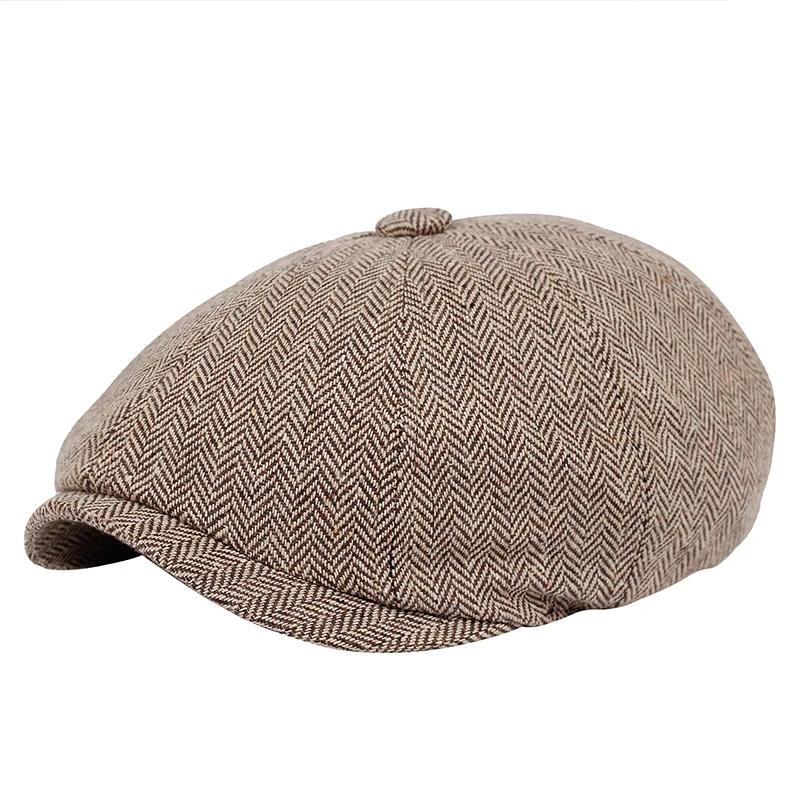 Winter  Caps Men Women Berets Hat Classic Plaid Stripe Beret Cotton Flat Cap British Painter Herringbone Hat  56-60cm
