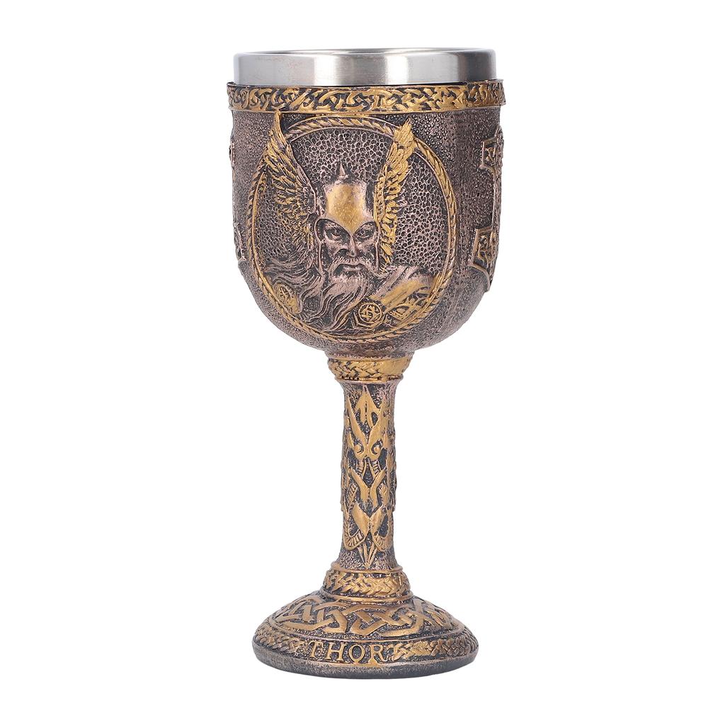 Nordic Wine Goblet Stainless Steel Liner Resin Shell Decorative Retro Beer Cup for Home Kitchen Bar