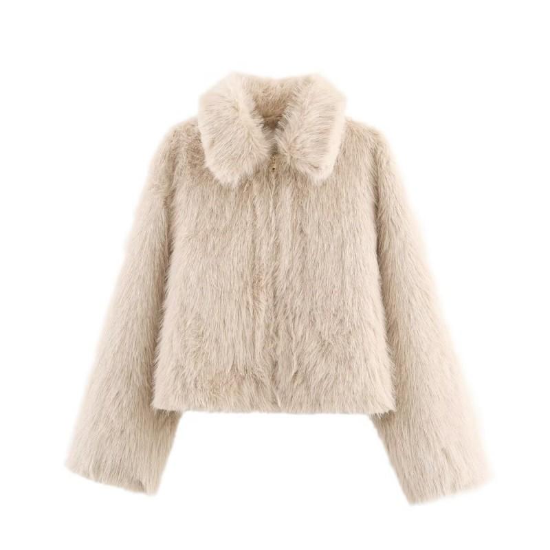 Womens Faux Fur Jacket Loose Fit Winter 2025 Street Style Versatile Outerwear