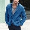 Men's Chunky Knit Cardigan with Cable Stitch Detail, Four-Button Front, Available In Multiple Colors