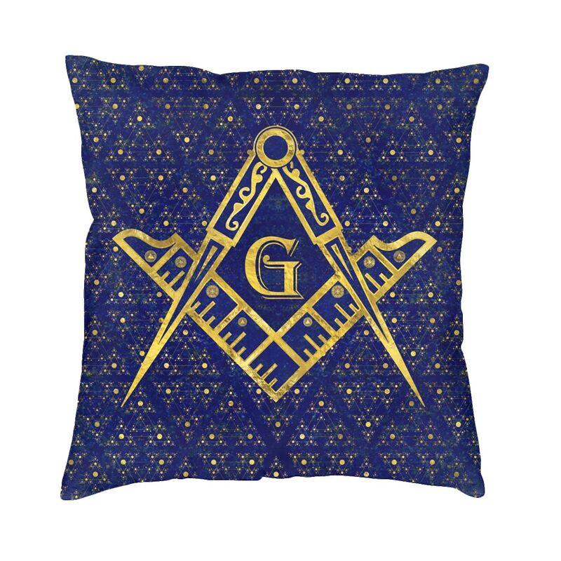 Square Compass And Checkers Pillow Covers Decoration Modern Masonic Freemason Cushion Decoration Salon Square Pillowcase